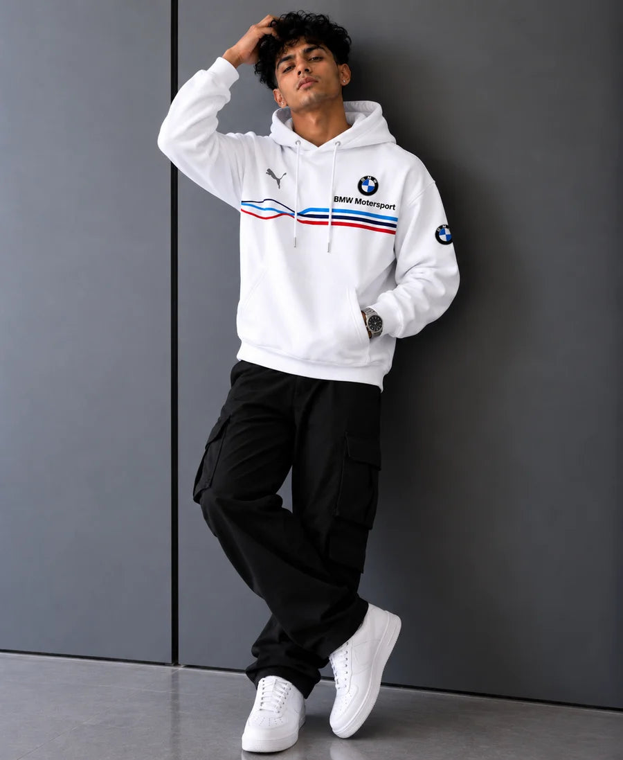 BMW M APEX White Stripe Oversized Hoodie