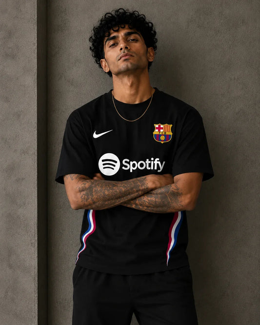 Barcelona Black Football Oversized T-Shirt